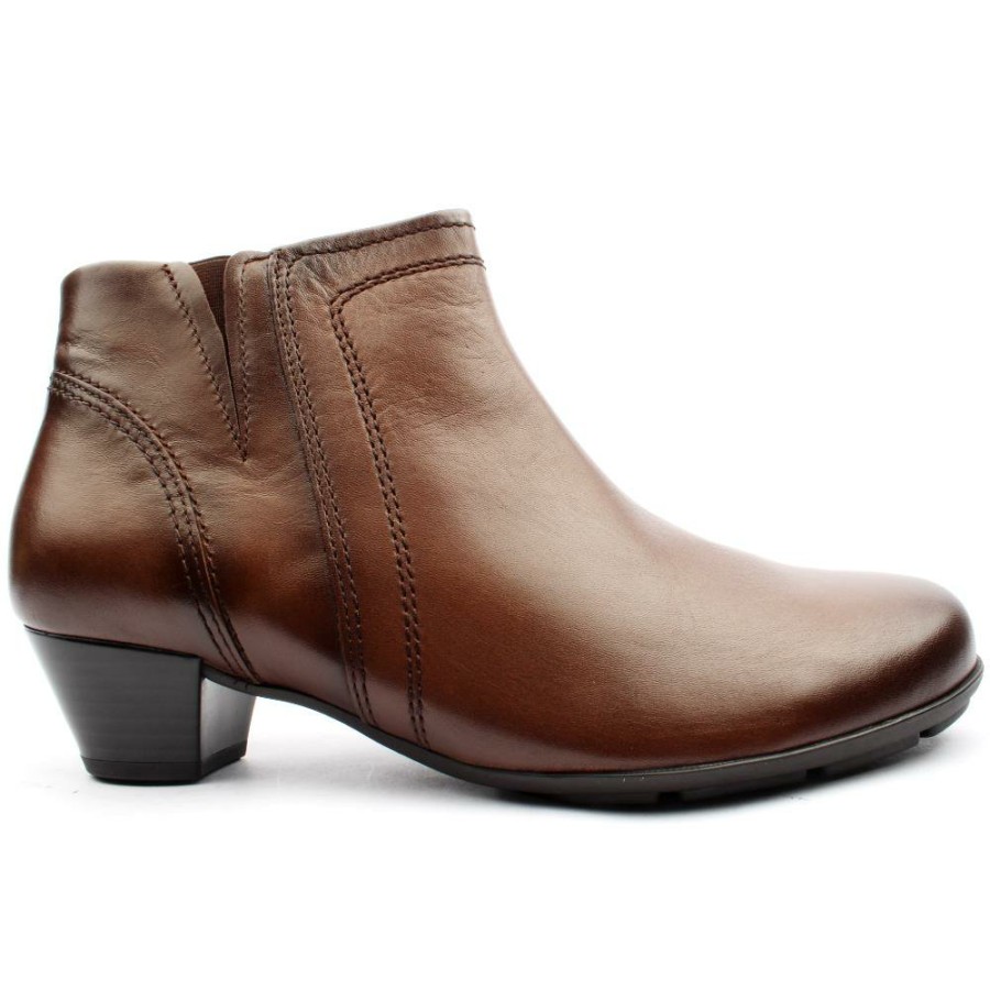 Women Gabor | 35638 Low Heel Boot - Tan Leather