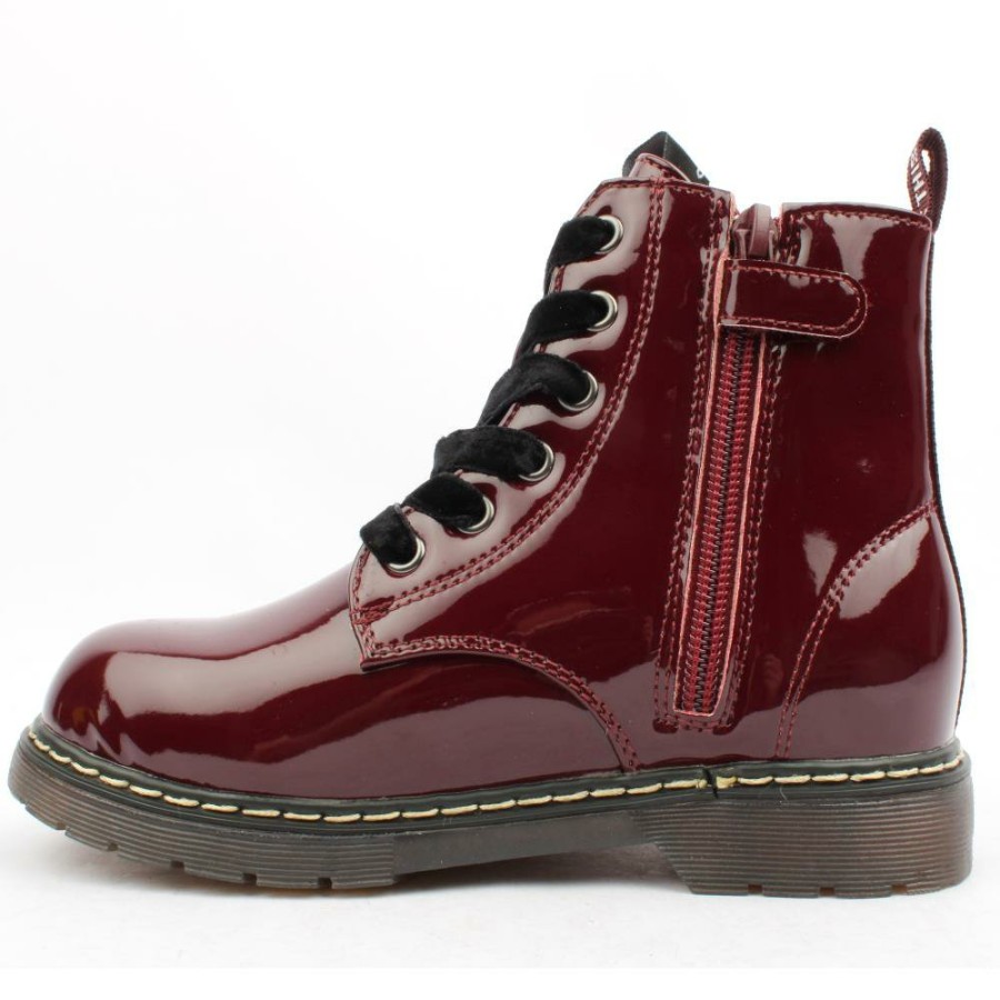 Kids Garvalin | 231565 Laced Boot - Burgundy Patent