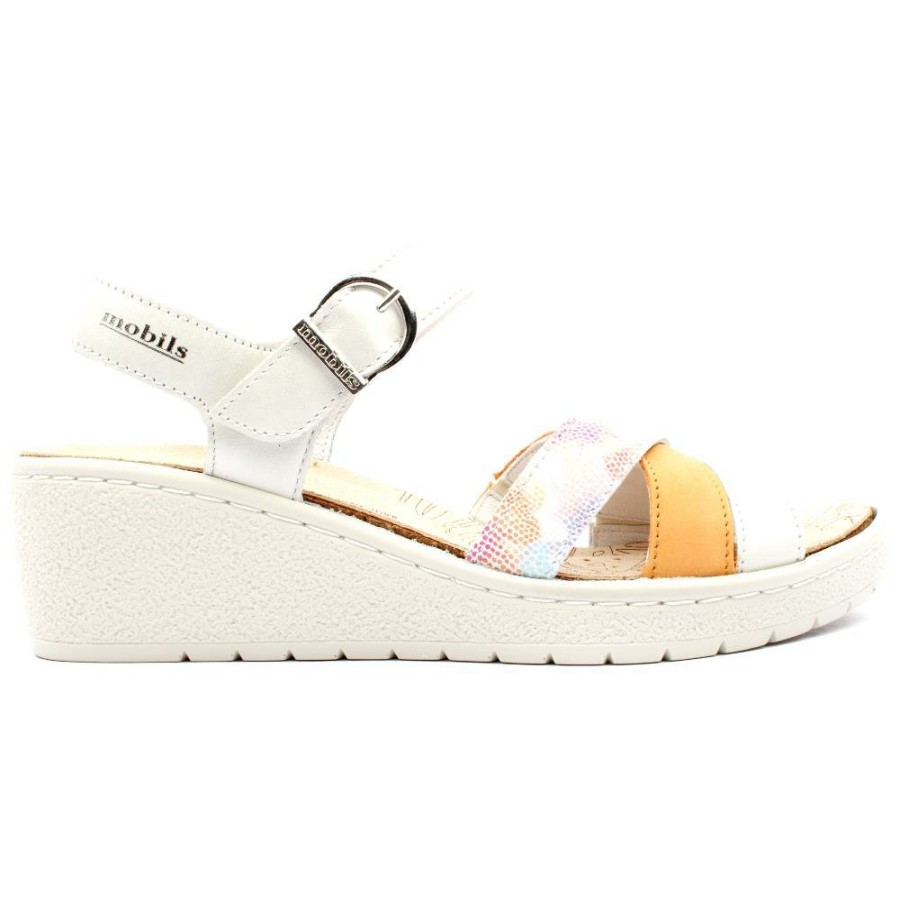 Women Mephisto | Pietra Wedge Sandal - White Multi