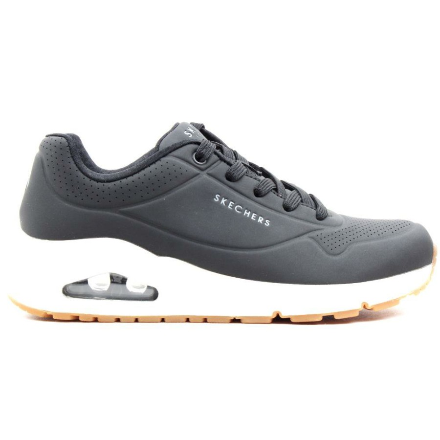 Women Skechers | 73690 Laced Shoe - Black/White