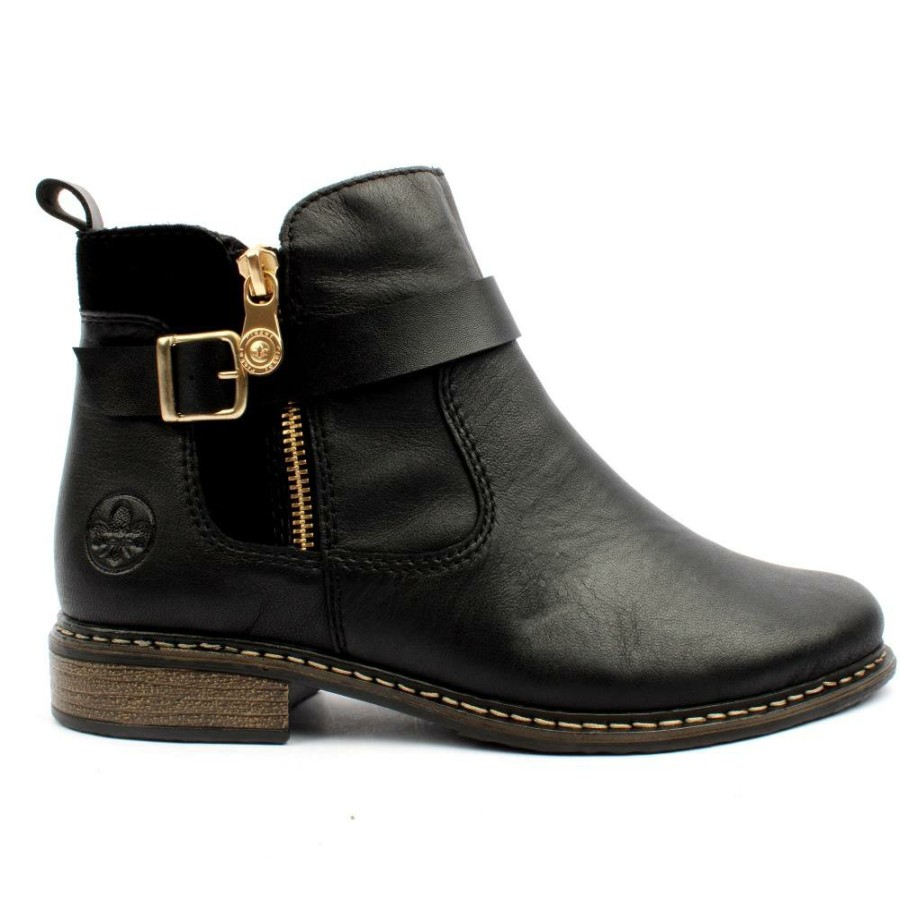 Women Rieker | Z4959 Low Heel Boot - Black