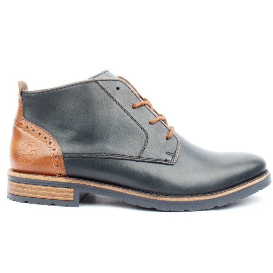 Men Rieker | 14605 Laced Boot - Navy/Tan