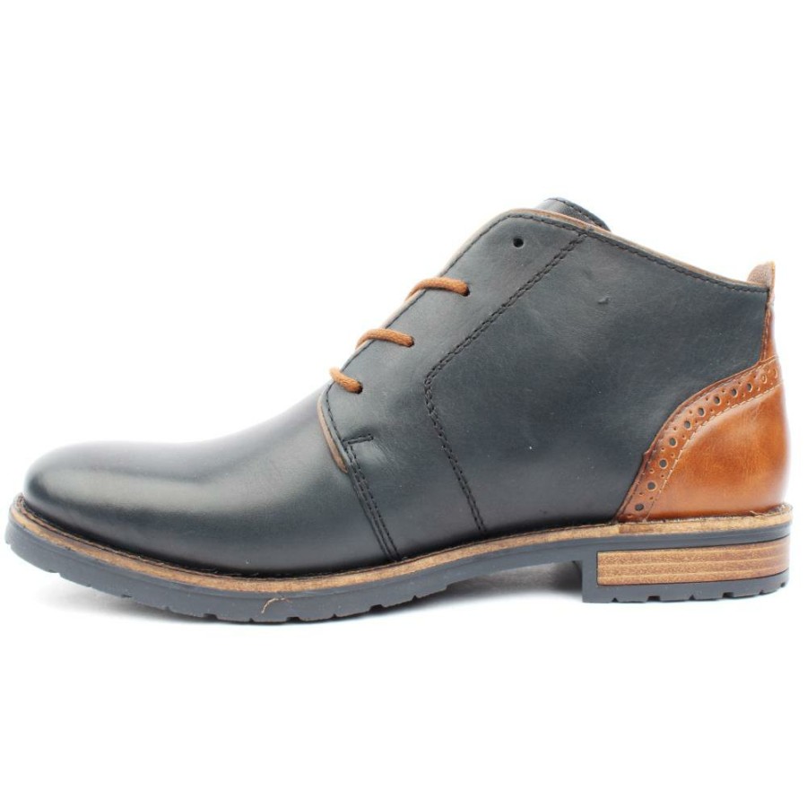 Men Rieker | 14605 Laced Boot - Navy/Tan