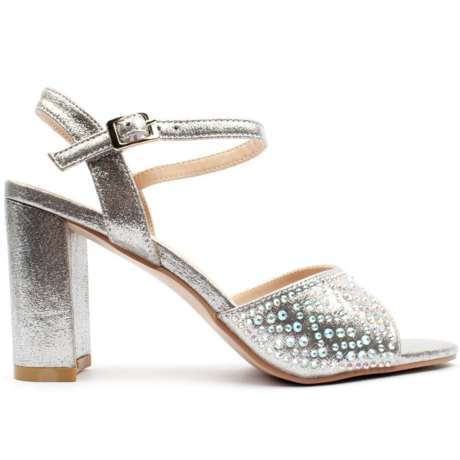 Women Lunar | Jlh404Krystal Dress Sandal - Silver