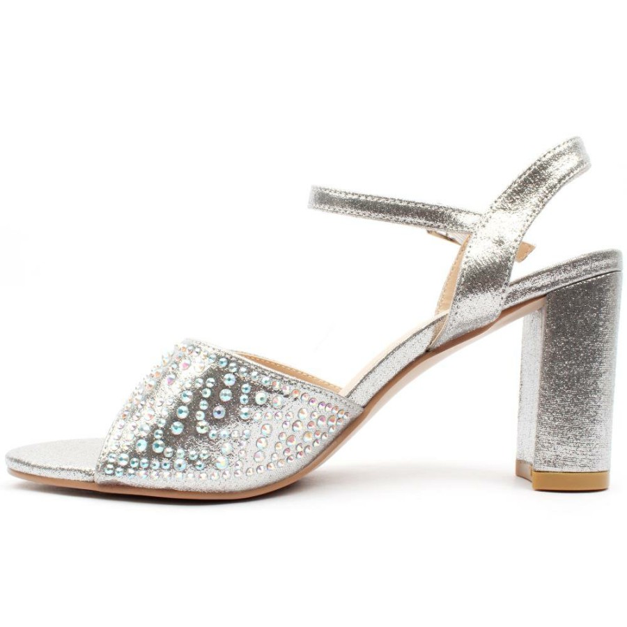 Women Lunar | Jlh404Krystal Dress Sandal - Silver