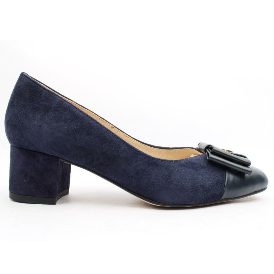 Women Emis | 7909 415 Bow Low Court Shoe - Navy Leather