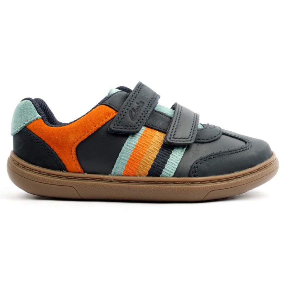 Kids Clarks | Flash Den K Junior Shoe - Navy Multi G