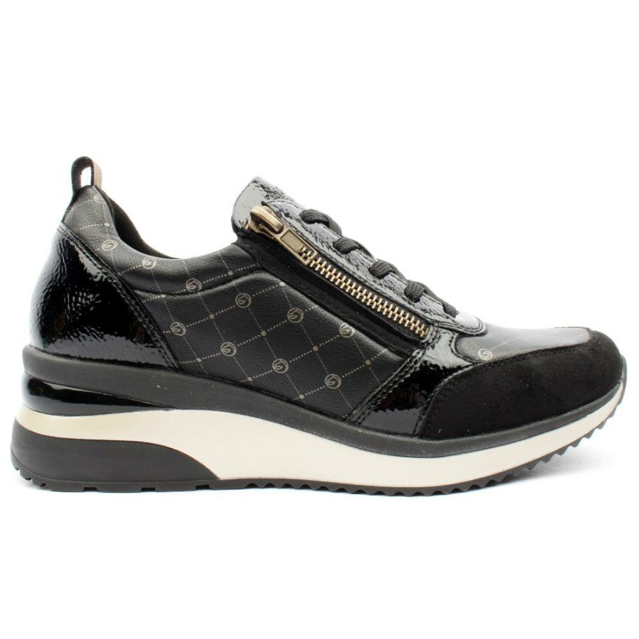 Women Remonte | D2401 Laced Wedge Shoe - Black Multi