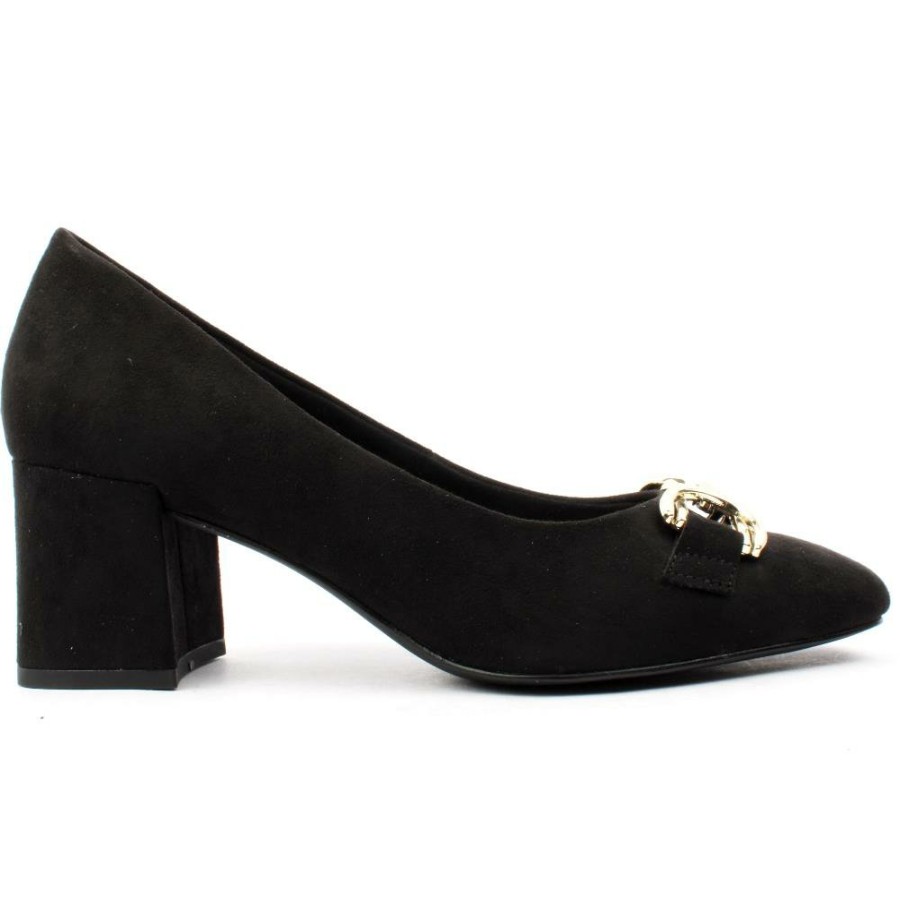 Women Marco Tozzi | 22428 Block Heel Court - Black Suede